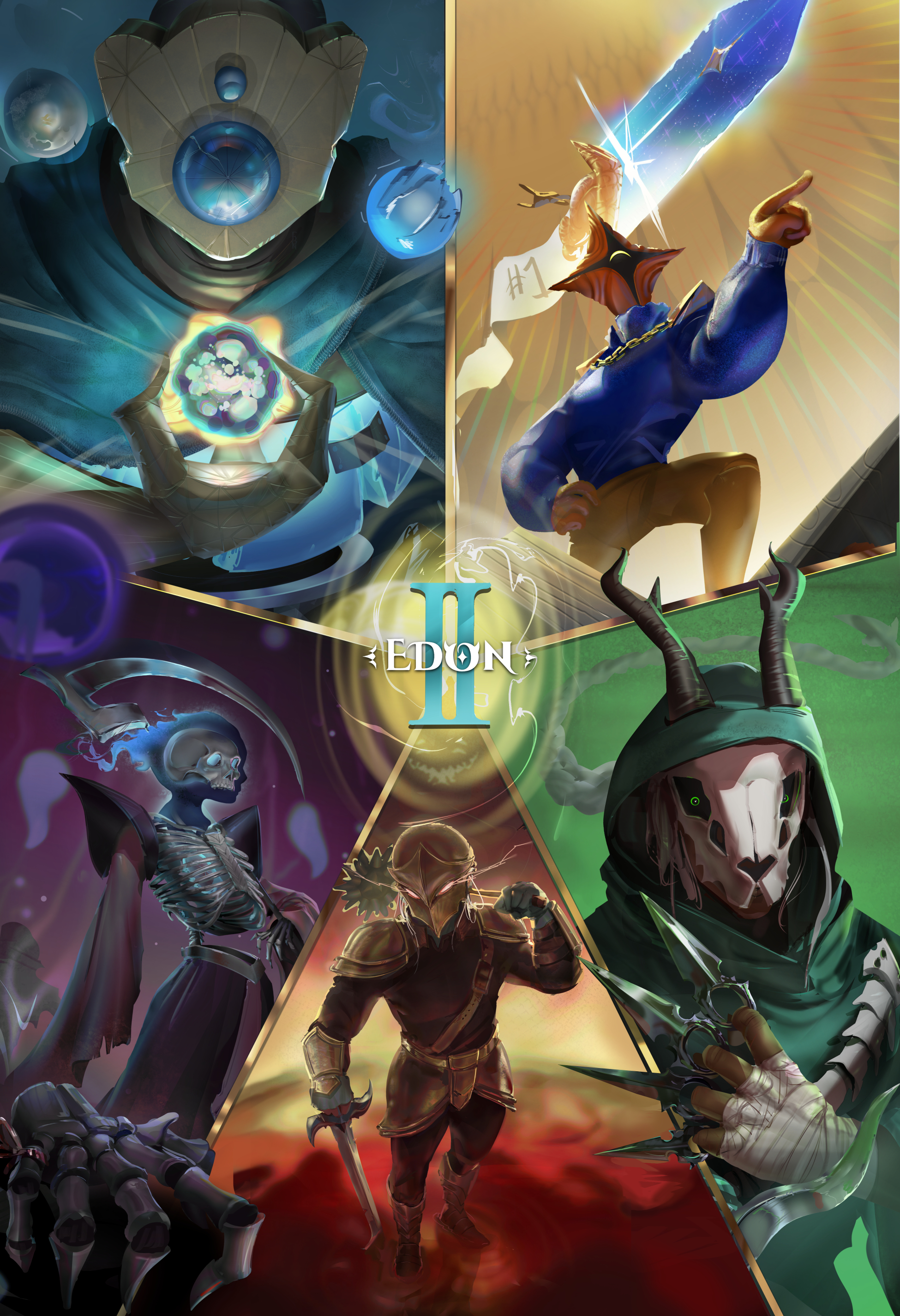Painterly illustrations of all 5 current StS2 heroes.