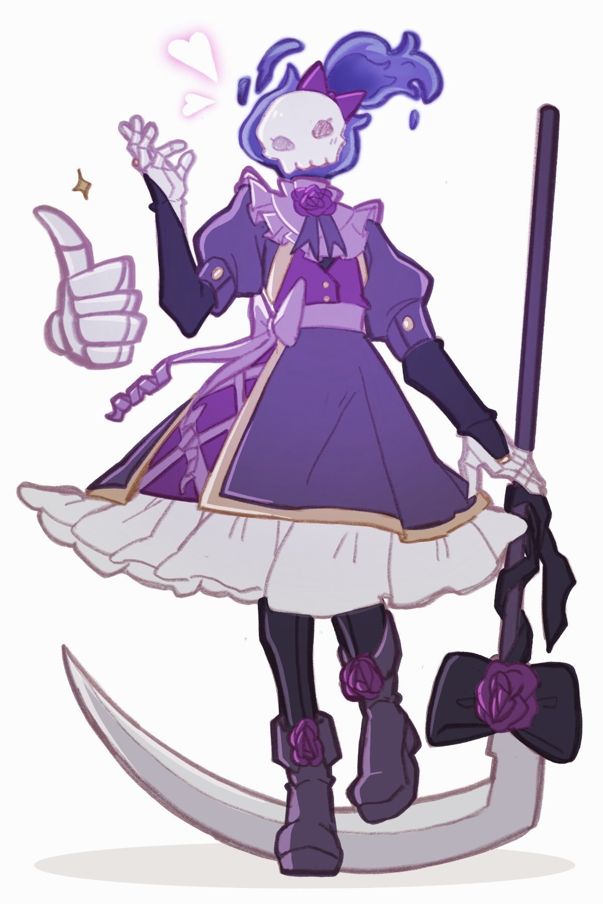 Illustration of Necrobinder in a lolita-style dress with Osty giving a thumbs up.