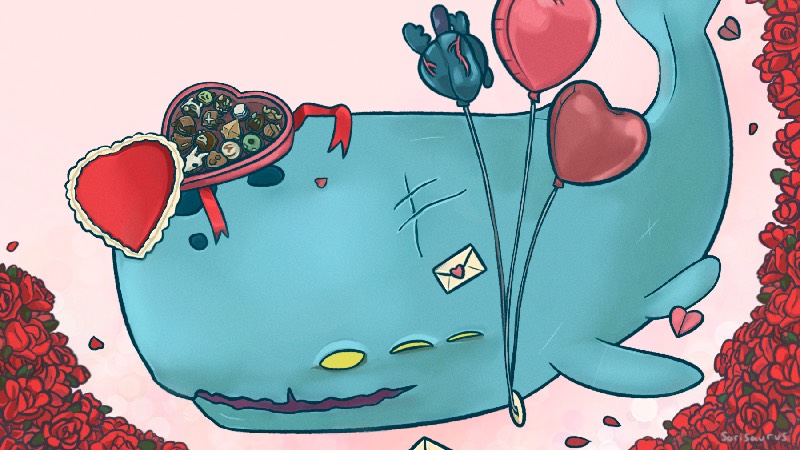 An illustration of a Valentine&rsquo;s Day-themed Neow.