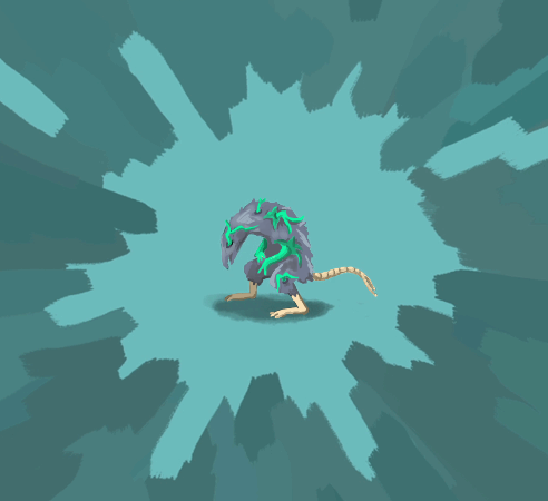 A rat reminiscent of the Fungi Beast from StS1 but standing on two feet and has two tails.